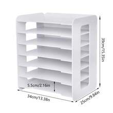 Organiseur de bureau à 7 niveaux, organiseur de bureau blanc, bac à courrier et trieur de papier, support de rangement pour documents, cahiers, maison, bureau, école, salle de classe - Blanc - Voir 2