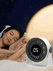 Desktop Digitale Anzeige Luftzirkulations Wandventilator, 5-Stufen Windleistung, kann mit Luftturbinen-Technologie Kühlventilator aufgeladen werden, geeignet für Outdoor-Aktivitäten, Reisen und Arbeit, 1200mAh