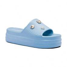EVVA HIT Cloud Slide Flip Flops Comfort And Style - Original With Exclusive Pins Comfortable Women's Flip Flops For Everyday Simple Casual Appliques Holidays - 藍色 - 查看 4