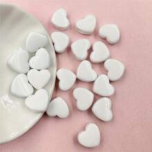 50pcs 11.7*13.5mm Acrylic Heart Loose Beads DIY  Bracelet Materials Jewelry Making Accessories - trắng - Xem 1