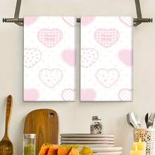 Conjunto de 2/4 peças, panos de prato, estampa de bolinhas em formato de coração, toalhas modernas de microfibra superabsorventes, panos de prato para cozinhar e assar, panos de prato, toalhas de limpeza, toalhas de mão, supermacios e altamente absorventes, decoração de cozinha, presentes para vizinhos, presentes para a mãe, presentes de aniversário, presentes de inauguração para amigos, itens essenciais de cozinha, necessidades diárias