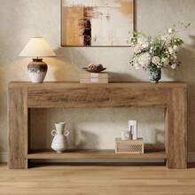 Tribesigns 70.9-Inch Console Tables For Entryway, Narrow Wooden Long Sofa Table Behind The Couch, Farmhouse Fluted Hallway Accent Table For For Living Room, Entrance, Foyer - 棕色 - 查看 8
