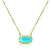 Birthstone Necklace For Women 14k Gold Plated Preppy Oval Stone Necklaces   Pendant Necklaces Birthday Gifts For Women Mom Wife Friends-307968 - 三月-海藍寶石 - 查看 1