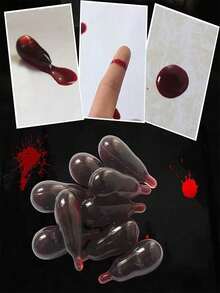 3/6/9 件万圣节角色扮演逼真假血胶囊、恶作剧呕吐血包、拍摄道具、模拟等离子清洁派对玩具 - 彩色 - 查看 9