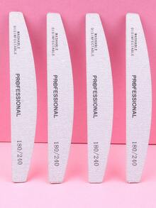 10pcs Grey Crescent Shaped Thin Nail File 180/240 Grit Wooden Manicure Tool - Light Grey - View 7