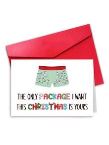 1pc Romantic Christmas Card For Couples - Love Greeting Card With Envelope, "Only Package I Want Is Yours" Message For Boyfriend, Girlfriend, Husband, Wife, Anniversary Or Xmas Gifts - Multicolor - View 11