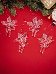 4pcs Transparent Angel Pendants Are Suitable For Home And Office Decorations On Christmas, Halloween, Valentine's Day And Other Festivals, Suitable For Christmas Trees, Acrylic Wings Angel Pendants, Christmas Decorations, Home Decor, Holiday Hanging Decorations, Party Decor Winter Room Decor