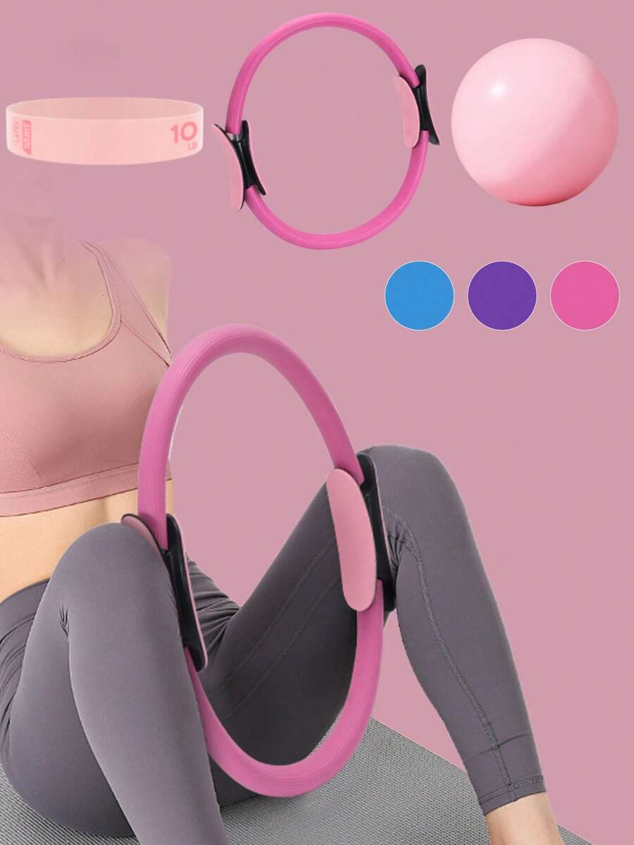 Conjunto de Pilates para mujeres - Incluye pelota de fitness resistente a explosiones, bandas de resistencia, aro de Pilates y bomba de aire para un entrenamiento completo en casa; Pelota de yoga para el entrenamiento de los músculos del piso pélvico, la fuerza del núcleo, el equilibrio y el moldeado; Bandas de resistencia ajustables, aro antideslizante, bolsa de almacenamiento portátil, equipo de fitness duradero para Pilates, Reformador de Pilates, recuperación prenatal/postnatal, gimnasio, hogar, viaje - Adecuado para principiantes y entusiastas - Multicolor - Ver 1
