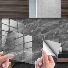 4pcs/8pcs Kitchen Backsplash Faux Marble Brick Pattern Wall Stickers, Home Decor, Dining Room Vanity Decor Self-Adhesive, Waterproof Kitchen Renovation Wallpaper