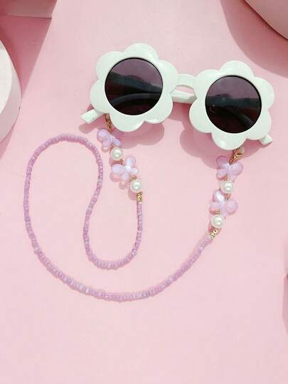 Fashionable Eyeglasses Chain, Butterfly & Faux Pearl Decor Colorful Versatile Eyeglass Strap