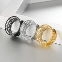 1pc Shiny Luxury Round Ear Gauge, Brass Material Ear Stretcher, Unisex, Gift, Party Body Piercing Jewelry - Round - View 9
