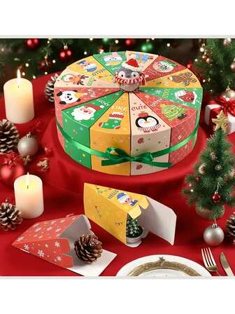 12pcs DIY Christmas Countdown Calendar Boxes, Fillable Paper Advent Calendar With Holiday Designs, Suitable For Christmas, Halloween, New Year, Valentine's Day, Wedding, Birthday Party Decorations, Christmas Decor, Home Decor