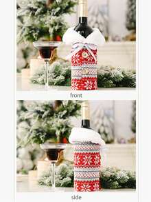 Gestrickte Weinflaschen-Abdeckung als Weihnachtsdekoration, Wollkugel Weihnachtsren Schneeflocke rote Weinflaschen-Abdeckung mit Knopf, rote Pullover Weinflasche Tasche, stimmungsvolle Bierflasche Tasche, Champagner Tasche, Haushaltsartikel, Weihnachts-rote Weinflasche Tasche - perfektes Weihnachtsgeschenk und Träger, wiederverwendbare Weihnachts-Weinflaschen Tasche, Weinflasche Geschenktasche, Spirituosen Flasche Tasche, Geschenkverpackung, Party, Gastgebergeschenk, Weihnachtsgeschenk, Feiertags-Präsent