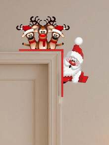 HELLOYOUNG Santa Claus & Reindeer Christmas Door Decor - Festive Handmade Ornaments For Holiday Home Decor. Perfect For Living Rooms, Bedrooms, Offices, Indoor & Outdoor Christmas Decorations. Room Decor