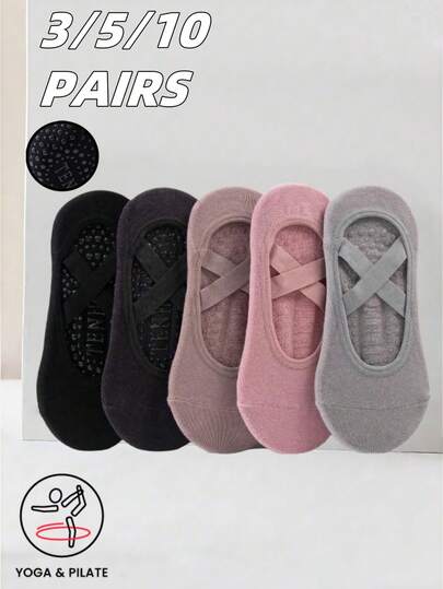 1/3/5/10 pares de calcetines de yoga y pilates para mujeres, calcetines deportivos de baile con almohadillas antideslizantes de silicona, adecuados para entrenamientos de yoga y pilates