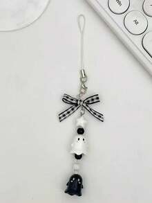 1pc New Ghost Beaded Phone Lanyard Skull Charm Phone Pendant, Anti-Lost Phone Strap - Multicolor - View 17