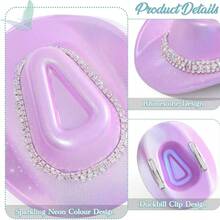 2pcs Bohemian-Style Western Cowboy Mini Hats Western Rhinestone Cowboy Hats Western Pearl Cowboy Hats Neon-Colored Women's Cowboy Hats Disco Party Hats Role-Playing Costume Accessories Party Hair Accessories Cowboy-Themed Hats