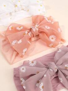 3 件装雏菊头带，适合婴儿，可爱花朵发饰，蝴蝶结发带，雪纺网纱蝴蝶结发带，松紧带，儿童婴儿头饰，爱心情人节