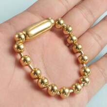 1 Peça Pulseira de Contas de Aço Inoxidável para Homens e Mulheres, Cor Dourado/Prata, Contas Metálicas de 8mm, Corrente Feminina