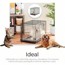 Jaula Plegable para Perros de 92cmX57cmX63cm con Doble Puerta, Incluye Bandeja Inferior Extraible, Caja/Transportadora de Hierro con Uniones Reforzadas, Ideal para Mascotas Grandes - 1 - Ver 7