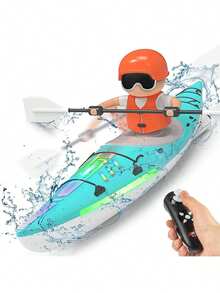1 pieza Juguete de barco control remoto, Kayak RC con remo, barco de juguete con luces para carreras acuáticas, para niños de 4 a 12 años, tabla de remo RC 2.4 GHz para piscina, lago y bañera, juguete de agua de verano, adecuado como regalo de cumpleaños/Navidad/Halloween para niños y niñas de 5, 6, 7, 9, 10, 11 años