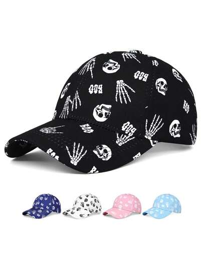 1pc Skull & Claw Halloween Baseball Cap, Funny Unisex Holiday Baseball Hat, Sun Protection Casual Snapback