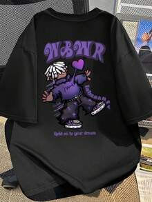 Men's Cotton T-Shirt Adult Plus Size Kids Boy Cute Hold WB Labzza Swag Streetwear Over - Black - View 1