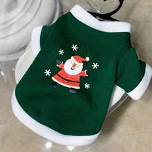 1 Stück Weihnachts-Sweatshirt für Haustiere als Weihnachtsmann, warmer Fleece Weihnachtsmann Hoodie für kleine/mittlere Hunde und Katzen, Weihnachts-Outfit für Haustiere