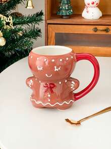 可爱卡通圣诞姜饼人情侣陶瓷杯、茶杯、果汁杯、咖啡杯 - 彩色 - 查看 13
