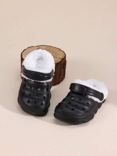 1 par varma, termofodrade, halkfria, mjuka EVA-tecknade, söta inomhus-/utomhustofflor, lämpliga för små pojkar och flickor på hösten/vintern