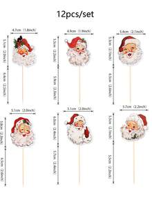 12 Stücke Weihnachtsmann Cupcake Topper, fröhliche Weihnachten Cupcake Picks für Weihnachtsthemen Party, Silvester Feiertags Party Kuchen Dekoration Zubehör