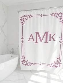 1pc Custom Initial And Name Shower Curtain, Personalized Monogrammed Shower Curtain, Classy Design Bath Decor, Waterproof, Housewarming Gift, Family Gift, White/Green/Blue/Pink/Grey Color, 6 Sizes Available, Ideal For Bathroom, Girl Dorm, Apartment Shower Curtain, Gift For Family, Friends, Mom, Dad, Gift For Him, Gift For Her Bathroom DecorChristmas Decor