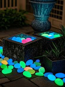 100/500 piedras que brillan en la oscuridad, accesorios de decoración para paisajismo en miniatura, acuario, patio, jardín, decoración DIY (talla grande brillantes cuando se exponen a la luz solar o artificial)