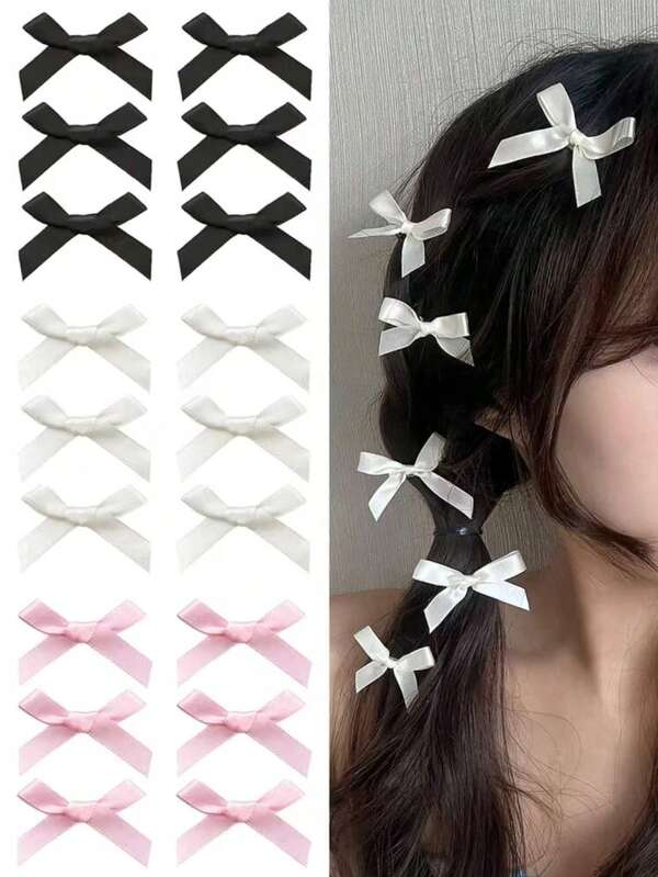 30/10/6pcs Women Multi-Color Ribbon Bowknot Hair Clips, Sweet Silk Cute Mini Hair Pins, Elegant Princess Ballet Y2K Fairy Hair Accessories, Suitable For Daily Use Valentines Claw Clips Hair Claws Hair Barrettes, School Stuff, College
