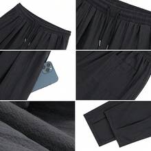 ESTAMICO Men's Cotton Linen Casual Yoga Pants Loose Fit Elastic Drawstring Waist Summer Beach Pant - Đen + xanh navy (Gói 2) - Xem 4