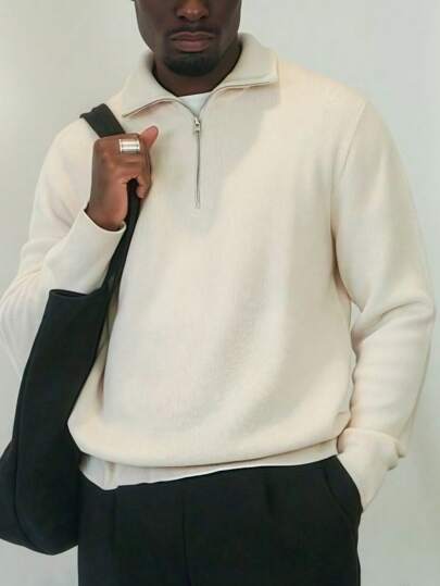 Cardigan casual pentru bărbați, cu mânecă lungă și fermoar, versatil pentru purtare zilnică