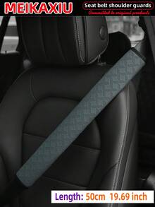 MEIKAXIU 50cm/19.69in PU Leather Embossed Comfortable Soft Extended Car Shoulder Pad, Universal Car Decor Accessory, Safety Belt Protector To Relieve Pressure And Prevent Tightness