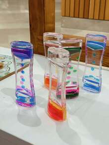 1 szt. Dwukolorowy płynny timer z akrylową obudową w kształcie talii, bez baterii, wyjątkowy dekoracyjny timer do biurka, półki na książki i stolika nocnego, kreatywne dekoracje mebli