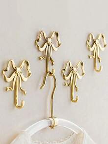 1 buc cârlig de perete cu fundă aurie, cârlige cu nod de fundă aurie, cârlige de perete cu fundă din alamă, cuier pentru ușă, cârlige pentru prosoape, cârlige pentru haine din alamă, cârlige decorative pentru nuntă, baie, sufragerie, decor bucătărie, cuier de perete metalic din alamă pentru sufragerie, baie
