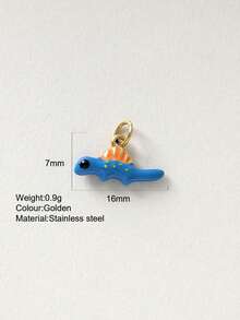 1pc Cute Cartoon Stainless Steel Crab, Seashell, Seahorse, Dolphin, Elephant Pendant, DIY Necklace, Earring, Bracelet, Keychain Jewelry Accessory, Suitable For Party, Halloween Decoration