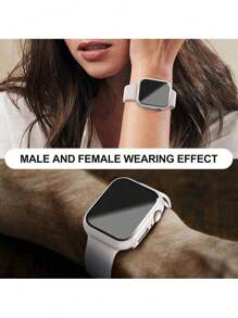 Protector de pantalla de vidrio templado + Carcasa rígida de PC compatible con Apple Watch Ultra/Series 10/9/8/7/SE - Todos los tamaños 38/40/41/42/44/45/49mm - Protección completa resistente a los arañazos