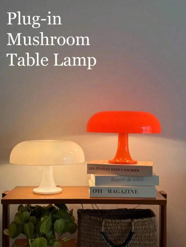 1pc LED Mushroom Desk Lamp, Romantic Atmosphere Decor With Bright Light, Smooth Plastic Design, Suitable For Bedroom, Living Room, Bedside, Hotel, Party, Valentine's Day, Halloween, Christmas, Thanksgiving, Can Be Used As Holiday/Housewarming Gift (White/Orange)