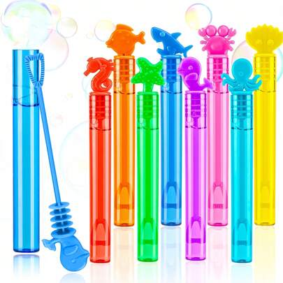 48pcs Ocean Bubble Wands, Mini Ocean Bubble Party Favors, Suitable For Birthday Party, Carnival Prizes, Classroom Rewards, Summer Outdoor Gifts, Party Decorations, 12/24/48pcs