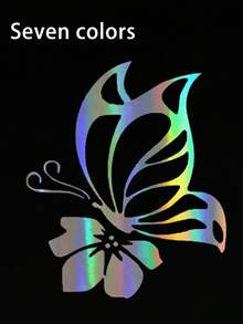 1pc Fashionable Butterfly Car Sticker, Reflective Butterfly Floral Engine Hood Car Decal