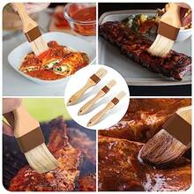 3pcs Pastry Basting Brushes Oil Brush For Cooking Boar Bristle Brushes BBQ Basting Brush Kitchen Baster Brushes For Oil Egg Spread Marinade Sauce 2 Small + 1 Medium