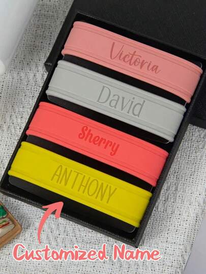 Custom Engraved Water Bottle Bands, Personalized Silicone Sippy Cup Labels, Customized Reusable Silicone Cup Bands Labels, Customizable Non-Slip Name Bands, Anti-Slip And Anti-Scalding,Multi-Functional, Ornamental, Colorful, Customized, Son, Daughter Back To School