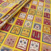 1 Stück gelb karierter Stoff, bedruckter Stoff, geeignet für DIY-Kleidung, Taschen, Patches und andere DIY-Projekte