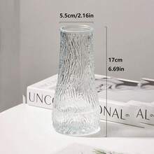 1個極簡風格透明水培豐富竹花客廳裝飾玻璃花瓶,帶有花紋浮雕設計 - 無色 - 查看 13