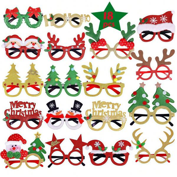 6/12/18 Stücke Weihnachtsbrillen, glitzernde Party Brillengestelle Kostüm Brillen, Feiertags Brillengestelle, für Weihnachtspartys Geschenke Fotobox Neuheit Spielzeug Brillen Cosplay