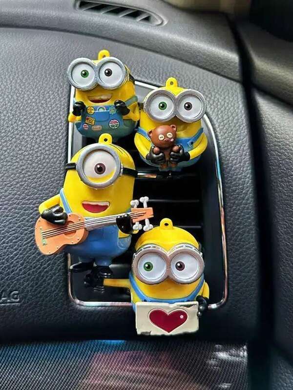 Minions Clip de ventilation de voiture Minions - Diffuseur d'aromathérapie et accessoire de décoration intérieure, cadeau parfait pour la Saint-Valentin, le Nouvel An et Noël